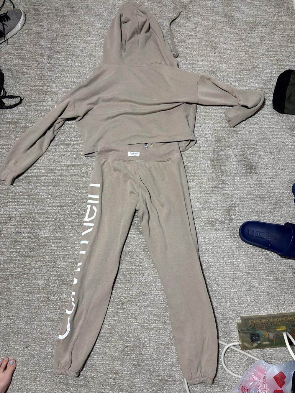 Calvin Klein Taupe Zip Hoodie & Logo Joggers Set - Picture 10 of 10